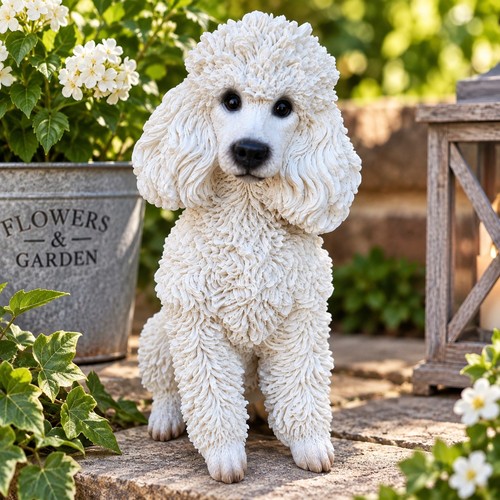 White poodle dog - white,