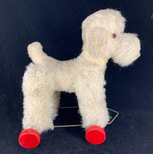 Steiff cane bianco ruote in - bianco,